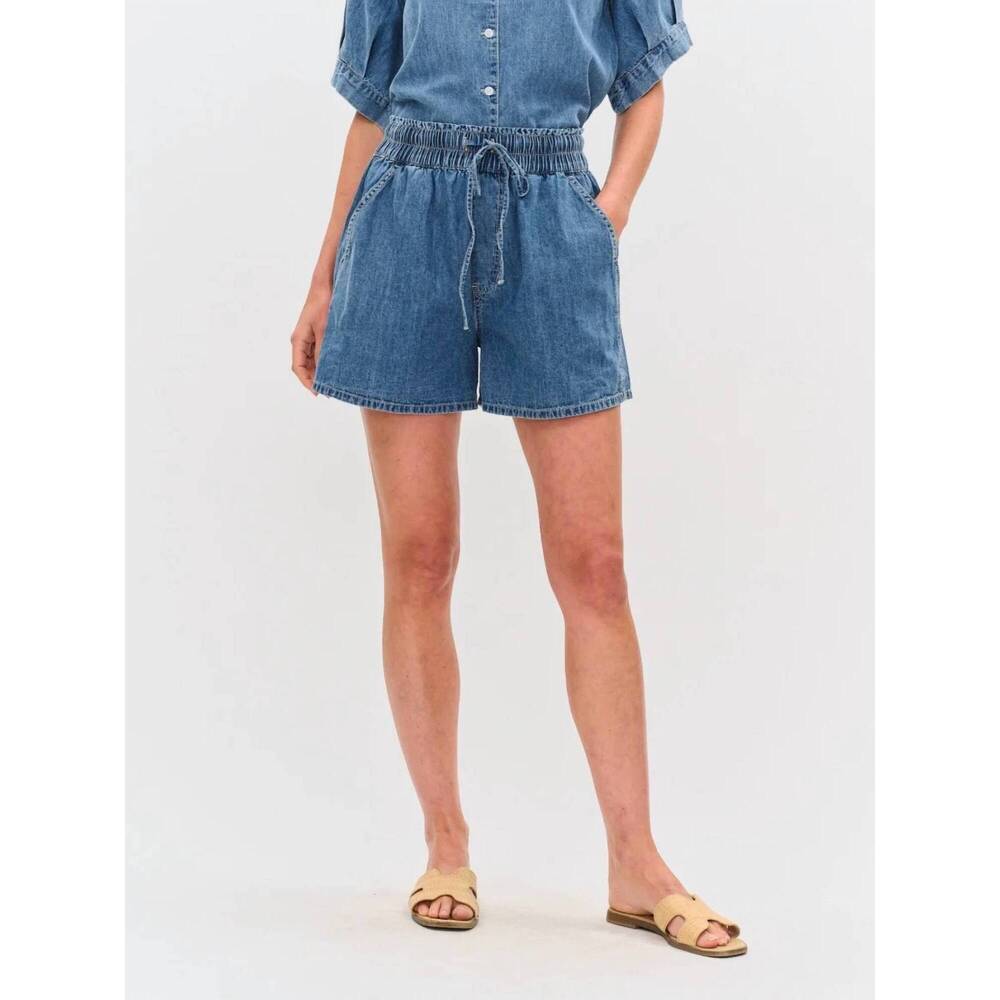 NEW SIX/FIFTY emma elastic waistband short in denim blue